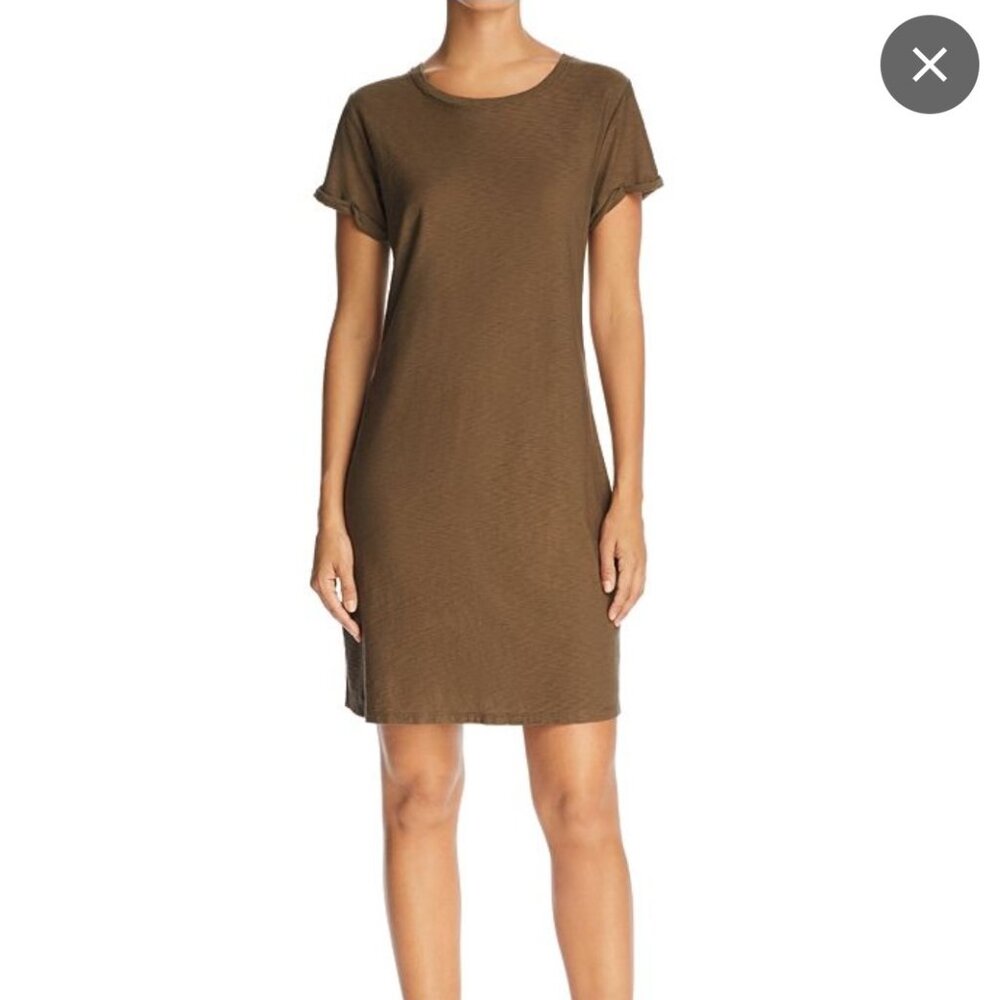 Nation Ltd Womens Green Rami Crew Neck Short Sleeve Tee Shirt Dress M PimaCotton